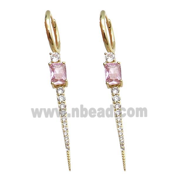 copper Hoop Earring pave zircon gold plated
