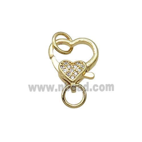 Copper Lobster Clasp Pave Zircon Heart Unfade 18K Gold Plated