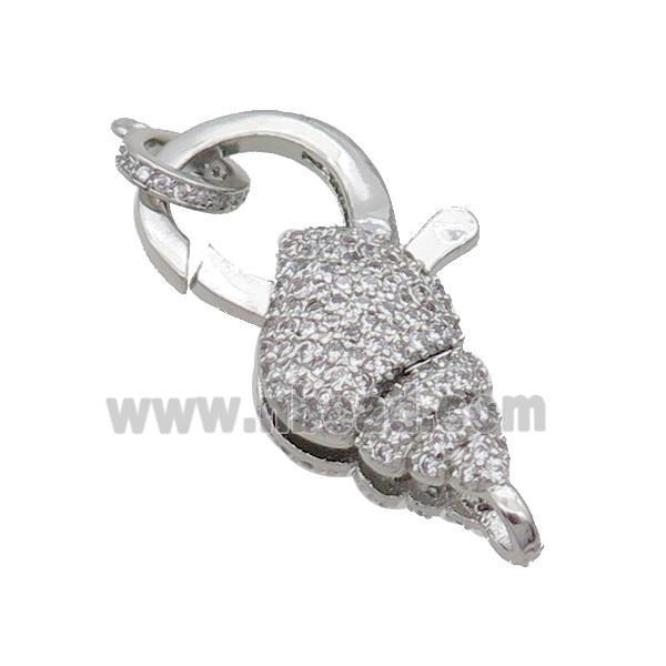 Copper Lobster Clasp Pave Zircon Conch Unfade Platinum Plated
