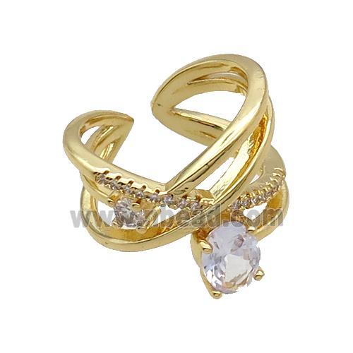 Copper Ring Pave Zircon Gold Plated