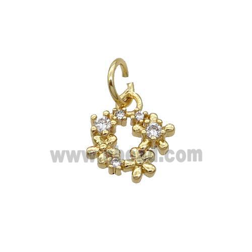 Copper Wreath Pendant Pave Zircon Gold Plated