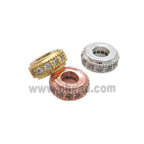 Copper Rondelle Spacer Beads Pave Zircon Mixed