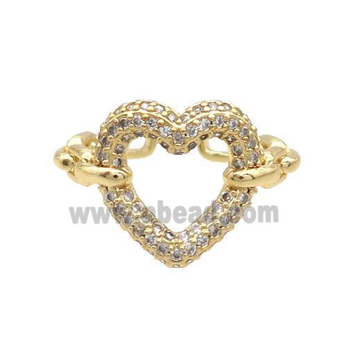 Copper Ring Pave Zircon Heart Gold Plated