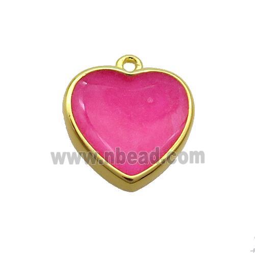 Copper Heart Pendant Hotpink Enamel Gold Plated