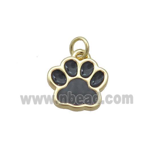 Copper Paw Pendant Black Enamel Gold Plated