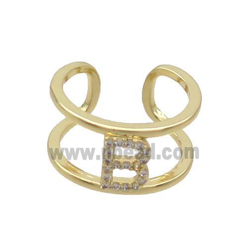 Copper Ring Pave Zircon B-Letter Gold Plated