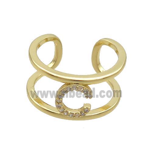 Copper Ring Pave Zircon C-Letter Gold Plated