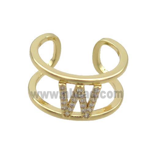 Copper Ring Pave Zircon W-Letter Gold Plated