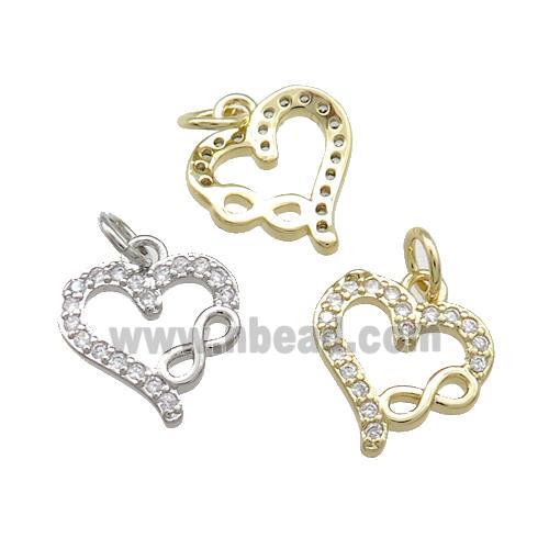 Copper Heart Pendant Pave Zircon Infinity Mixed