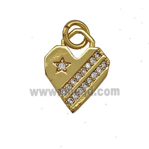 Copper Heart Pendant Pave Zirconia Gold Plated