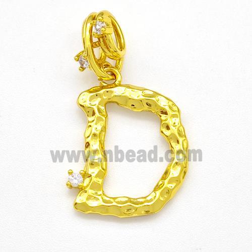 Copper Letter-D Pendant Pave Zircon Gold Plated