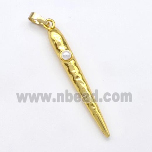 Copper Spike Pendant Pave Pearlized Resin Gold Plated