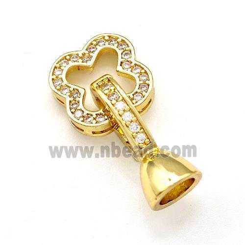 Copper Clasp Pave Zirconia Clover Gold Plated