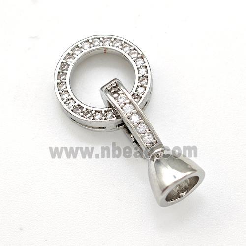 Copper Clasp Pave Zirconia Circle Platinum Plated