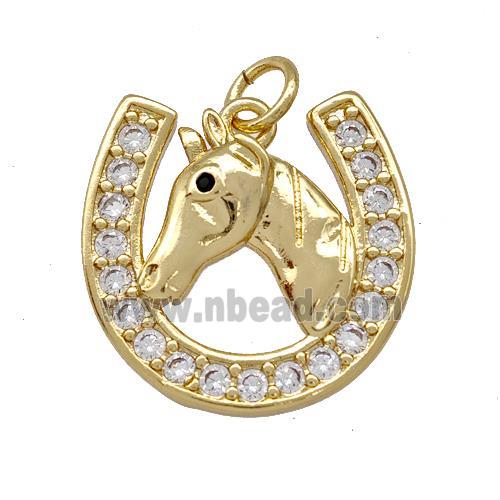 Copper Horseshoes Charms Pendant Pave Zirconia Gold Plated