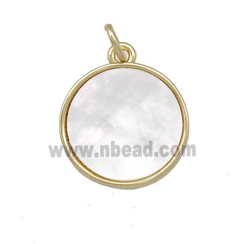 Copper Circle Pendant Pave Shell 18K Gold Plated