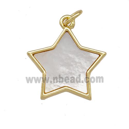 Copper Star Pendant Pave Shell 18K Gold Plated