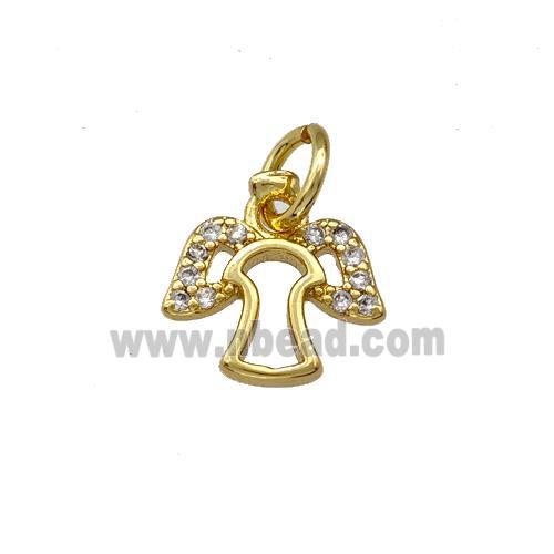 Copper Angel Pendant Pave Zirconia Gold Plated