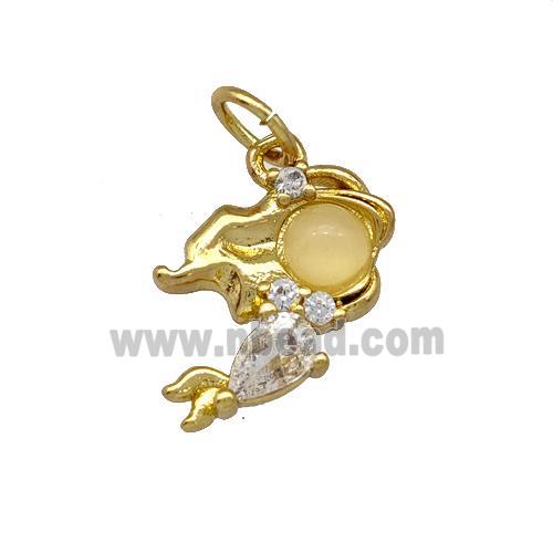 Copper Kids Girls Pendant Pave Zirconia Gold Plated