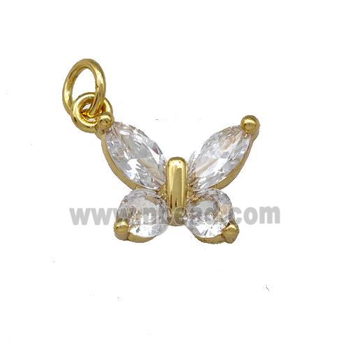 Copper Butterfly Pendant Pave Zirconia Gold Plated