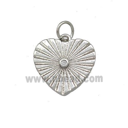 Copper Heart Pendant Pave Zirconia Platinum Plated