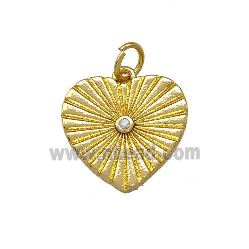 Copper Heart Pendant Pave Zirconia Gold Plated