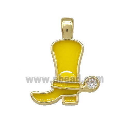Copper Shoes Pendant Yellow Enamel Gold Plated