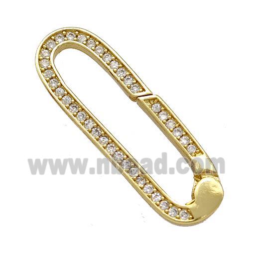 Copper Carabiner Clasp Micro Pave Zirconia Gold Plated