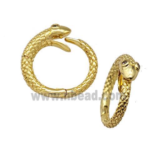 Copper Snake Clasp Pave Zircon Gold Plated