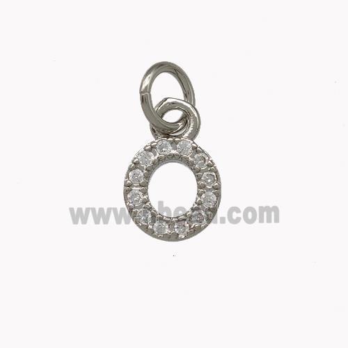 Copper Letter-O Pendant Pave Zirconia Platinum Plated