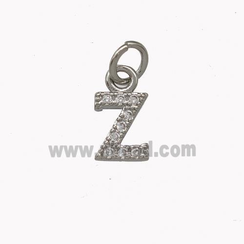 Copper Letter-Z Pendant Pave Zirconia Platinum Plated