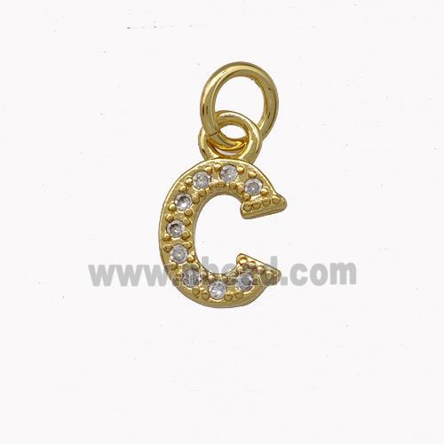 Copper Letter-C Pendant Pave Zirconia Gold Plated