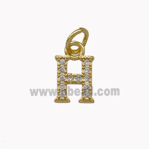 Copper Letter-H Pendant Pave Zirconia Gold Plated