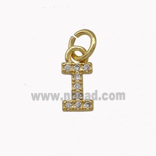 Copper Letter-I Pendant Pave Zirconia Gold Plated