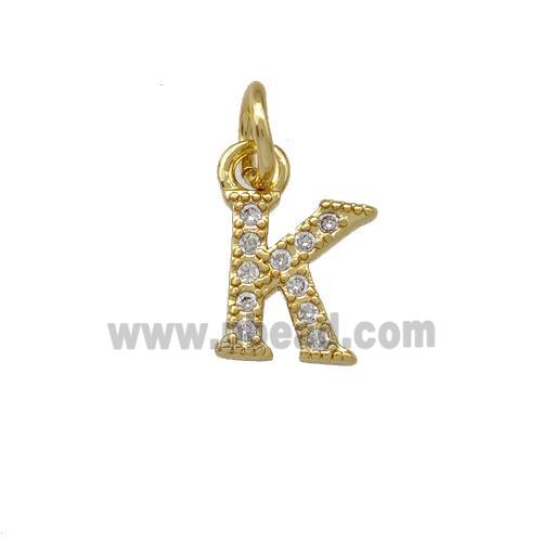 Copper Letter-K Pendant Pave Zirconia Gold Plated