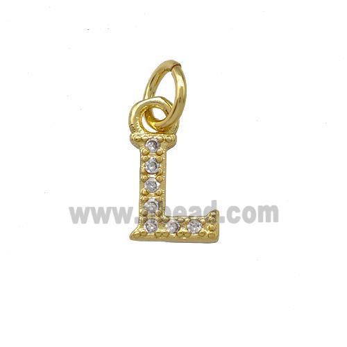 Copper Letter-L Pendant Pave Zirconia Gold Plated