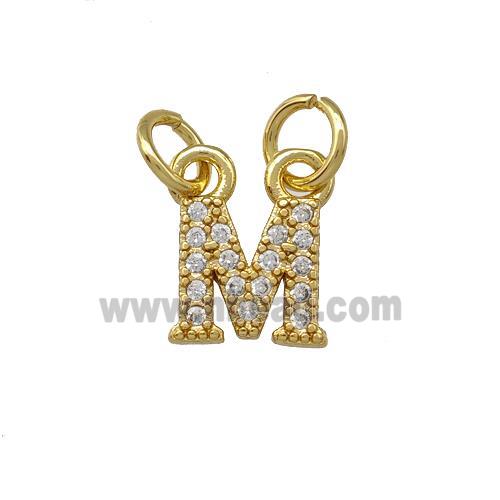 Copper Letter-M Pendant Pave Zirconia Gold Plated