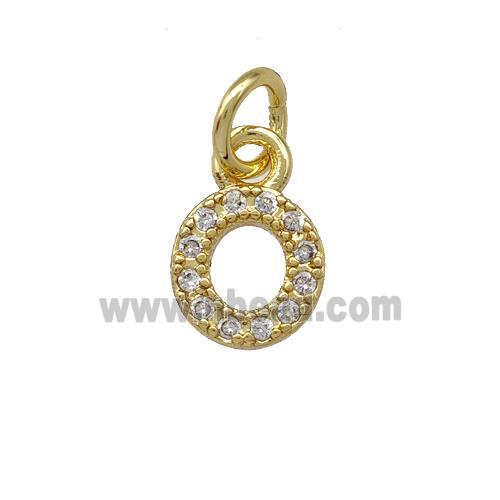 Copper Letter-O Pendant Pave Zirconia Gold Plated