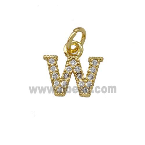 Copper Letter-W Pendant Pave Zirconia Gold Plated