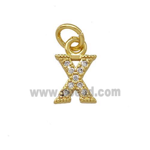 Copper Letter-X Pendant Pave Zirconia Gold Plated