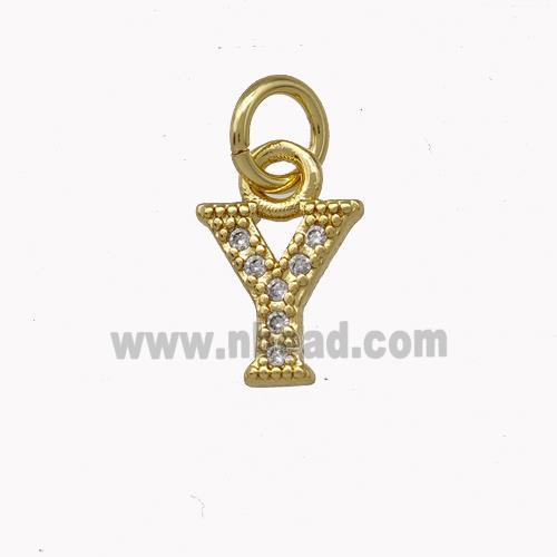 Copper Letter-Y Pendant Pave Zirconia Gold Plated