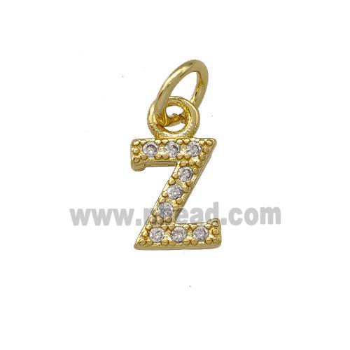 Copper Letter-Z Pendant Pave Zirconia Gold Plated