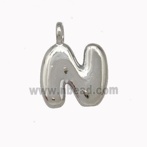 Copper Letter-N Pendant Platinum Plated