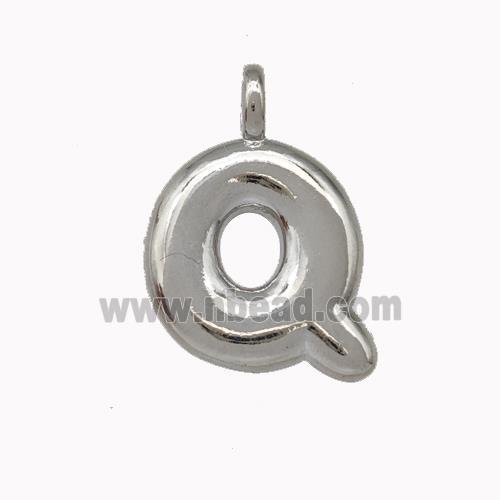 Copper Letter-Q Pendant Platinum Plated