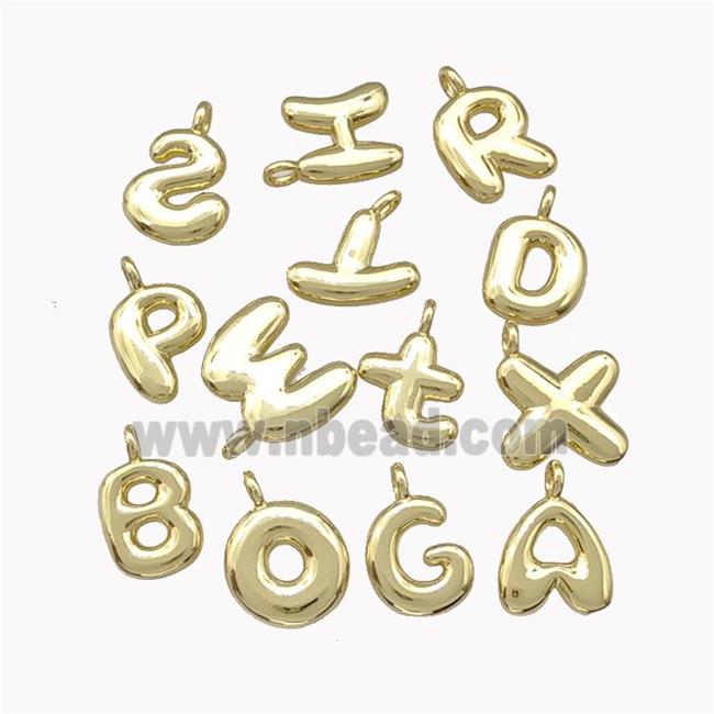 Copper Alphabet Pendant Mixed Letters Gold Plated