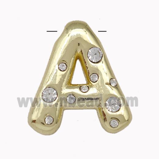 Copper Pendant Pave Zirconia Letter-AGold Plated