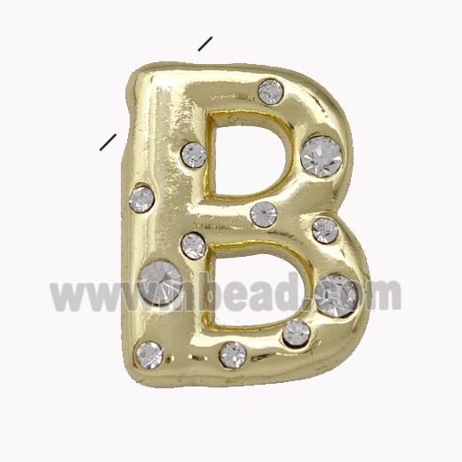 Copper Pendant Pave Zirconia Letter-B Gold Plated