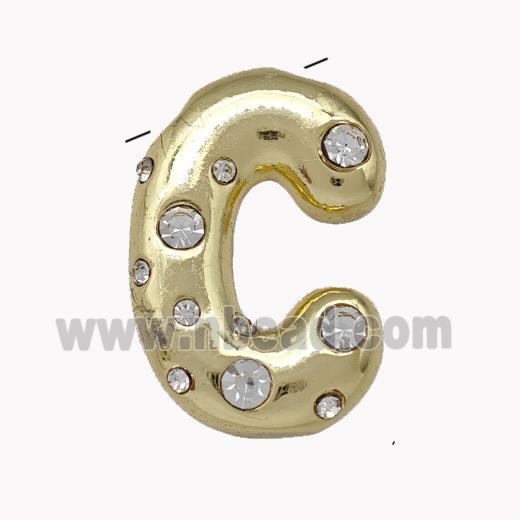 Copper Pendant Pave Zirconia Letter-C Gold Plated
