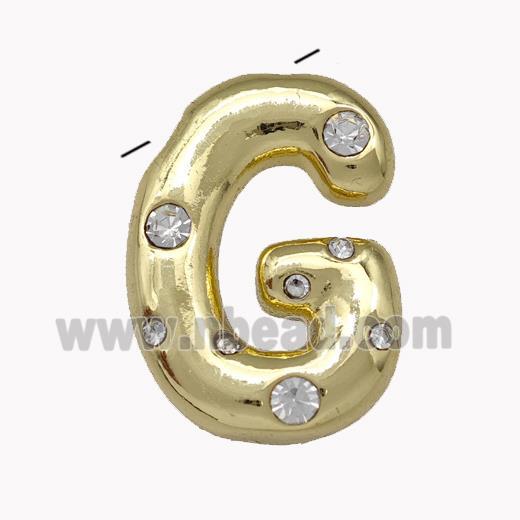 Copper Pendant Pave Zirconia Letter-G Gold Plated