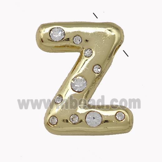 Copper Pendant Pave Zirconia Letter-Z Gold Plated